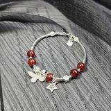  Vòng Tay Thạch Anh Tóc Đỏ Mix Charm Hồ Điệp 