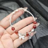  Vòng Tay Thạch Anh Tóc Đỏ Mix Charm Hồ Điệp 
