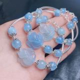  Vòng Tay Hồ ly đá aquamarine tự nhiên mix bạc -01 