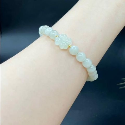 Vòng Tay Ngọc Hòa Điền mix cỏ 4 lá