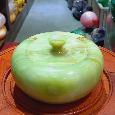 Hũ Ngọc Tụ Bảo ngọc Onyx xanh