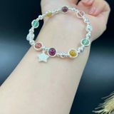  Vòng Tay Mân Côi Mix Đá Quý Charm Bạc 