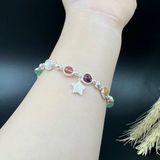  Vòng Tay Mân Côi Mix Đá Quý Charm Bạc 