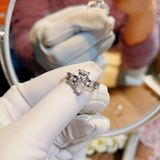  Nhẫn Hồ Ly Vàng Hồng Bạch Kim mix Đá Moonstone 