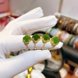  Nhẫn Cỏ 4 Lá Ngọc Bích Bọc Vàng 10K 