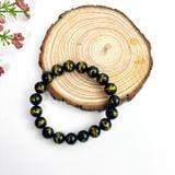  Vòng Tay Nam Mã Não Đen Chạm Rồng Vàng 10mm 