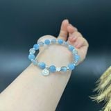  Vòng Tay Đá Aquamarine Mix Đá Xà Cừ 