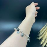  Vòng Tay Thạch Anh Tóc Đen Trong VIP Mix Charm Bạc 