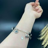  Vòng Tay Thạch Anh Tóc Đen Trong VIP Mix Charm Bạc 