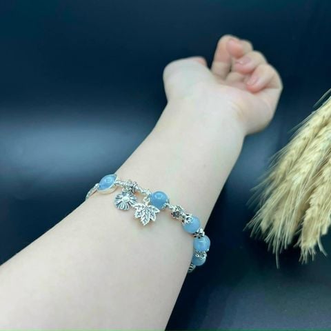 Vòng Tay Aquamarine Mix Charm Bạc