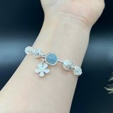  Vòng Tay Đá Aquamarine Mix Đá Mặt Trăng và Charm Bạc 