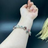  Vòng Tay Đá Đarnet, Dâu Hồng, Xà Cừ Mix Charm Bạc 
