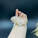  Vòng Tay Thạch Anh Vàng Mix Đá Mặt Trăng và Charm Bạc 
