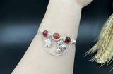  Vòng Tay Thạch Anh Tóc Đỏ và Đá Garnet Mix Charm Bạc 