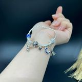 Vòng Tay Đá Kyanite Mix Charm Bạc 