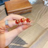  Nhẫn Vàng Túi Tiền Thạch Anh Tóc Đỏ Nơ Đính Đá 