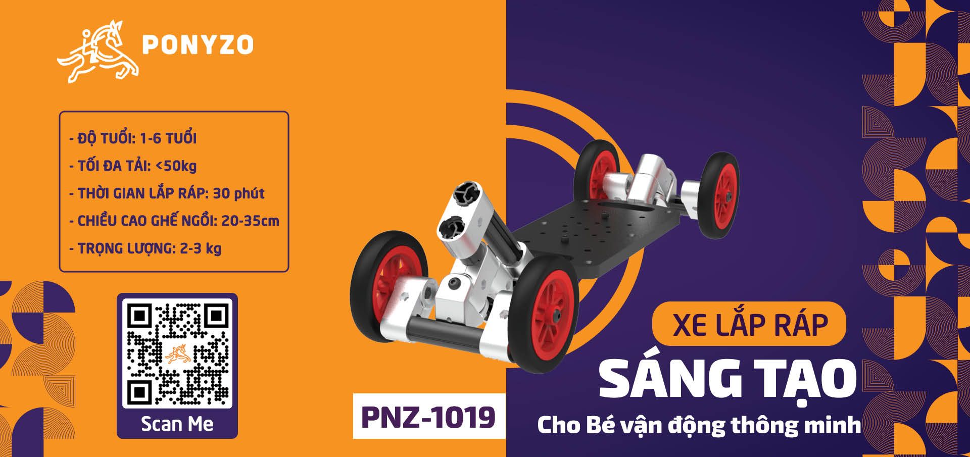  Ván trượt Ponyzo-1019 Đồ chơi lắp ráp sáng tạo cho bé vận động thông minh 