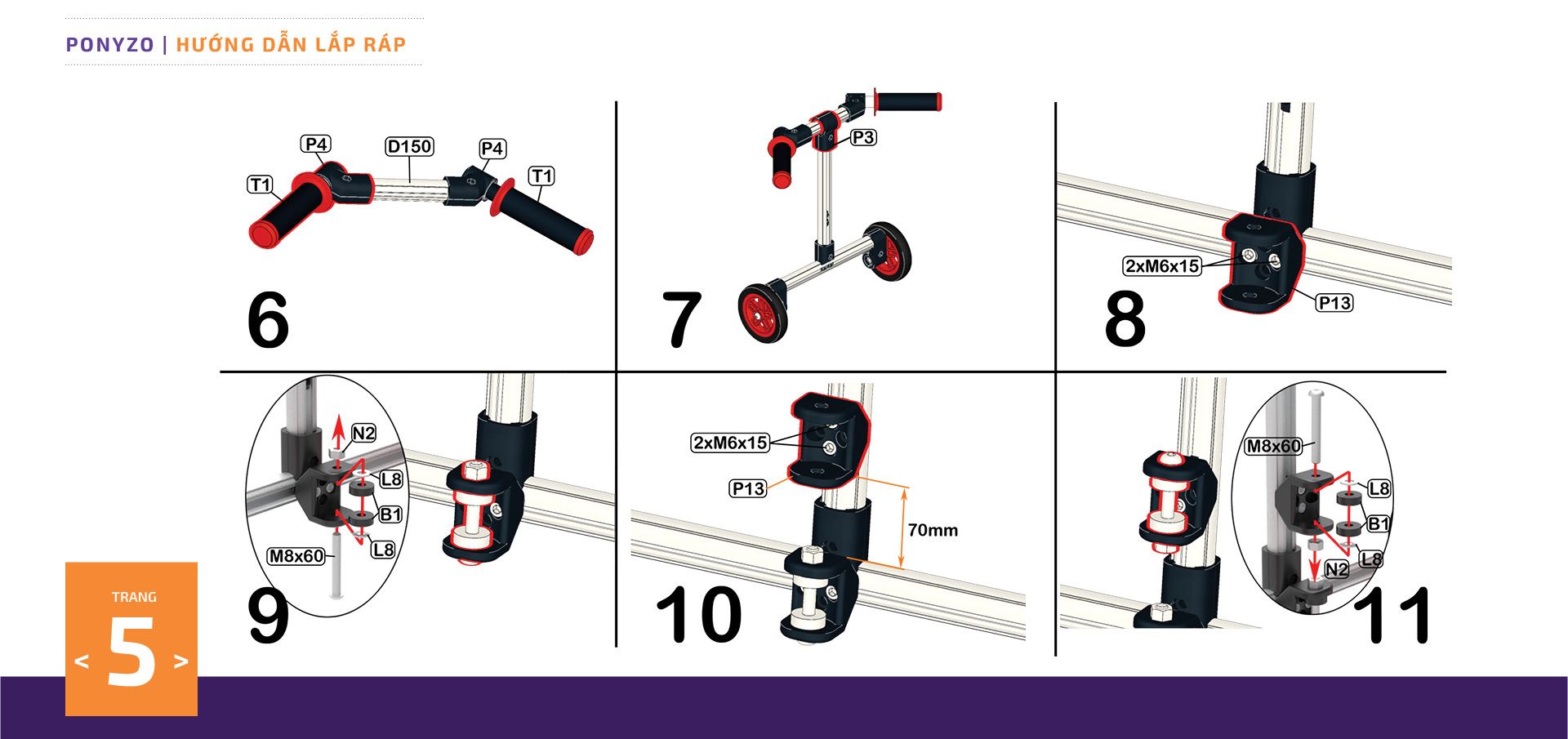  Xe chòi chân Ponyzo-1206 Đồ chơi lắp ráp sáng tạo cho bé vận động thông minh 