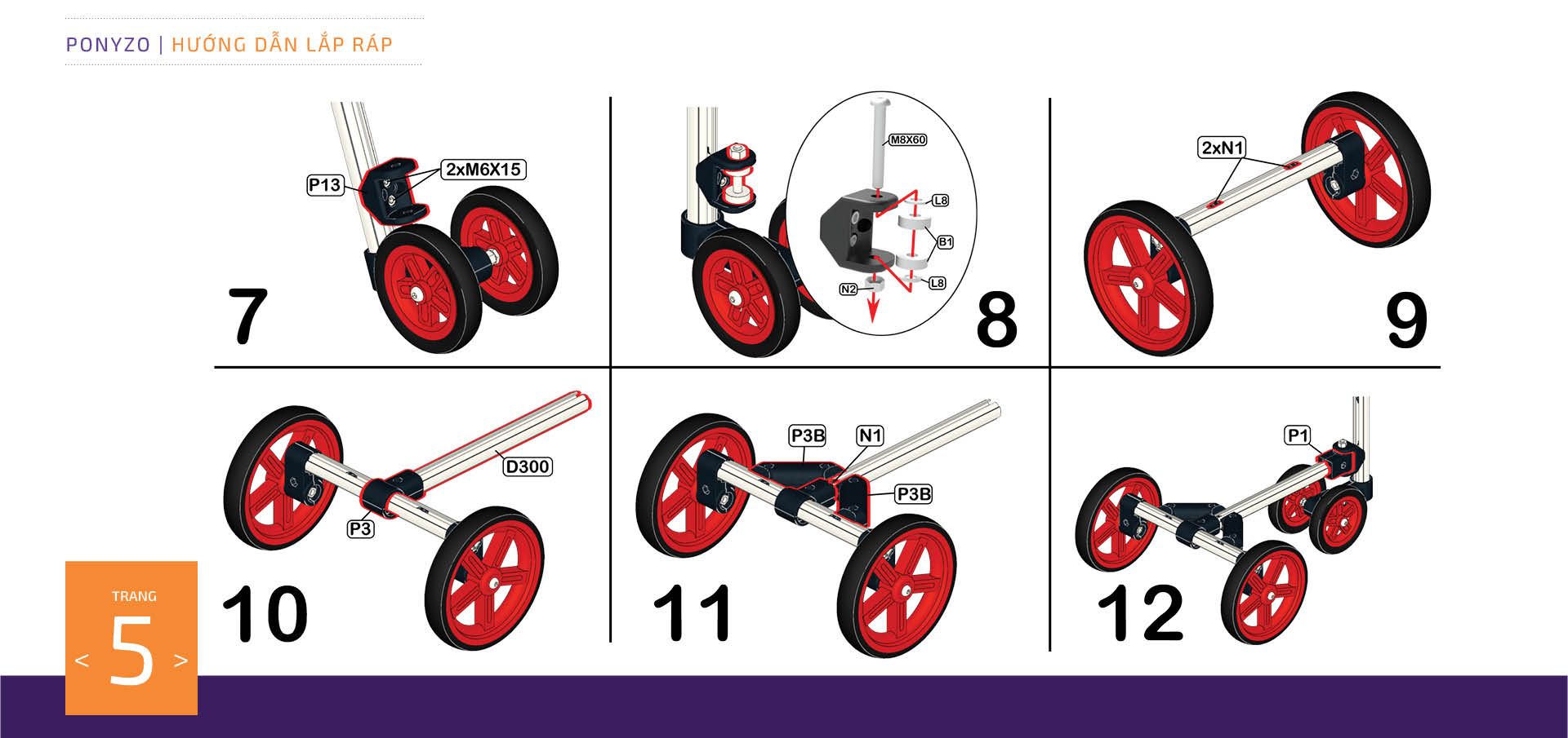  Xe lắc tay Ponyzo-1217 Đồ chơi lắp ráp sáng tạo cho bé vận động thông minh 