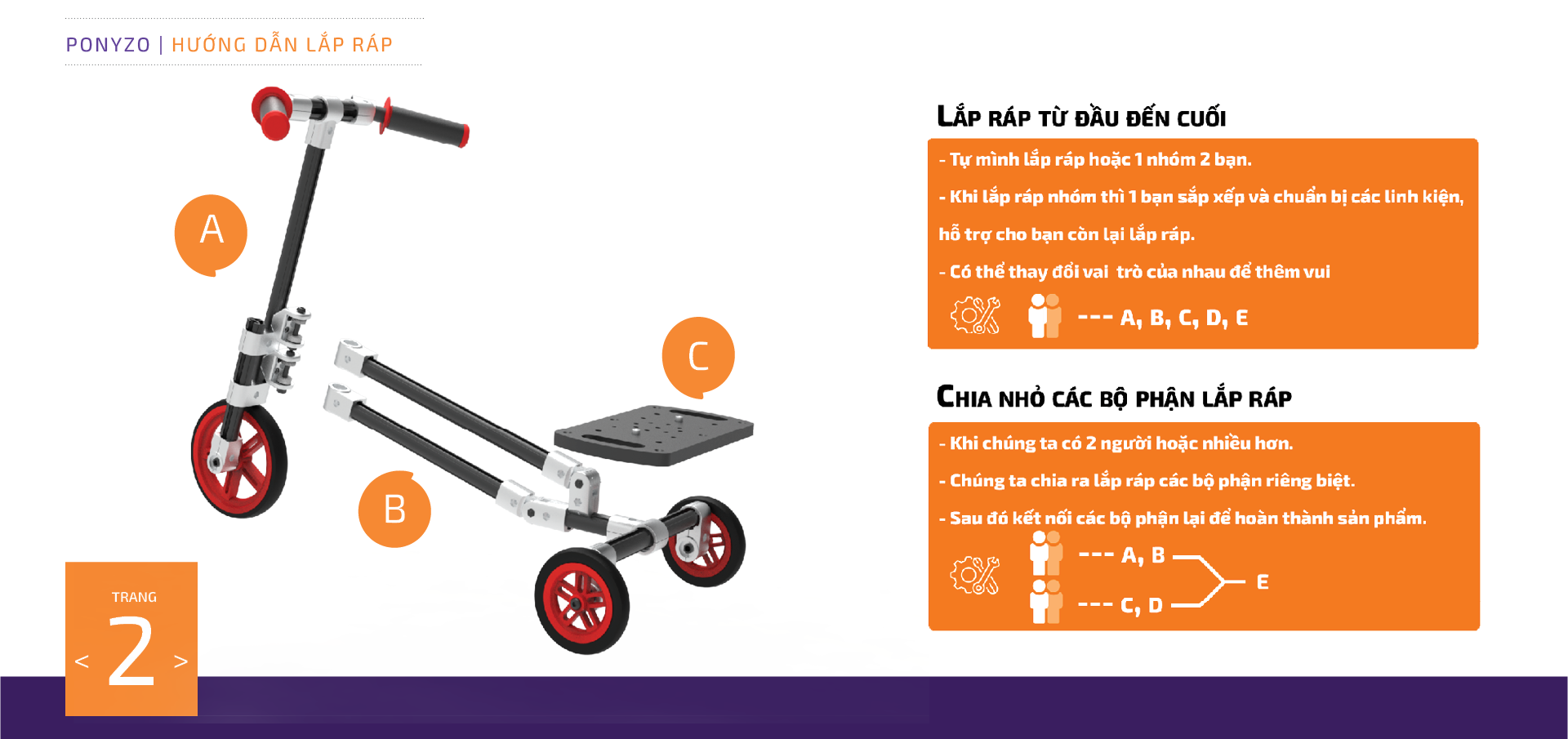  Xe scooter Ponyzo-1310 Đồ chơi lắp ráp sáng tạo cho bé vận động thông minh 