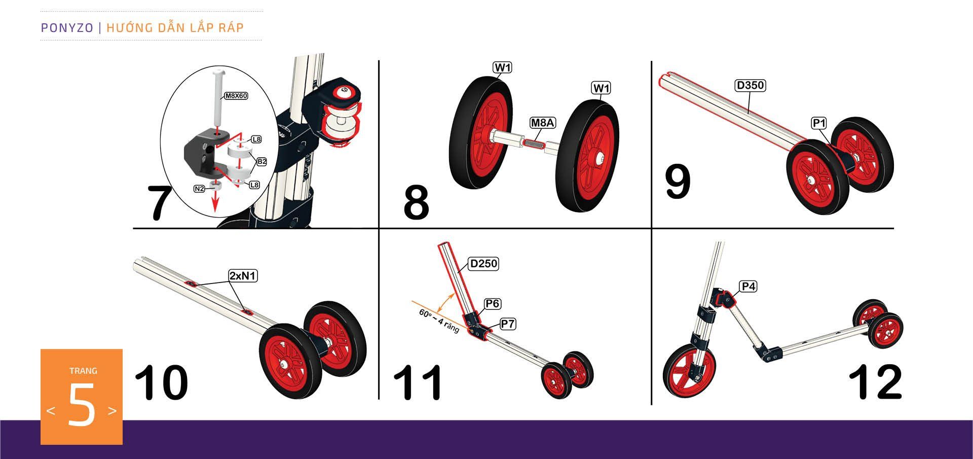  Xe scooter Ponyzo-1315 Đồ chơi lắp ráp sáng tạo cho bé vận động thông minh 