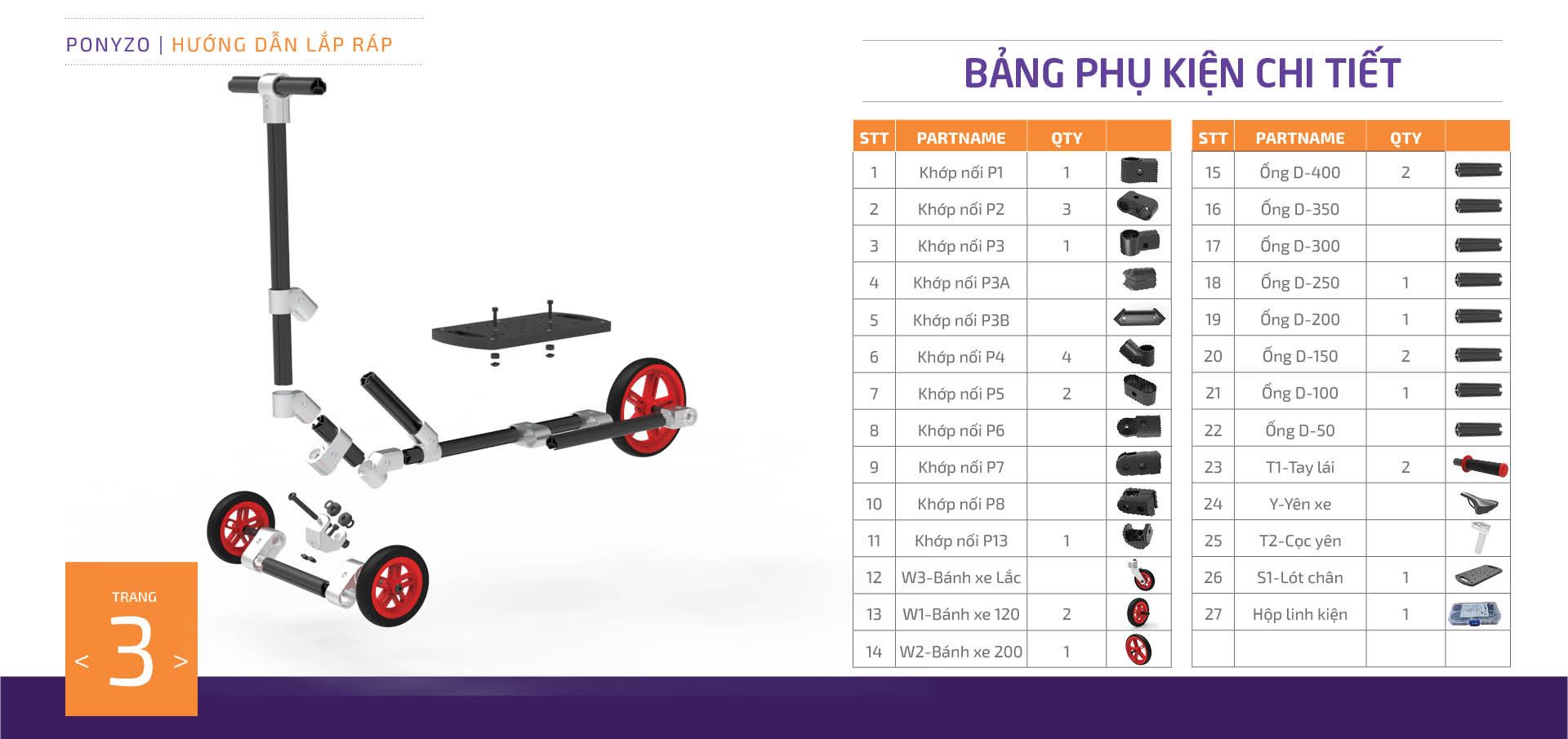  Ván trượt Ponyzo-1321 Đồ chơi lắp ráp sáng tạo cho bé vận động thông minh 