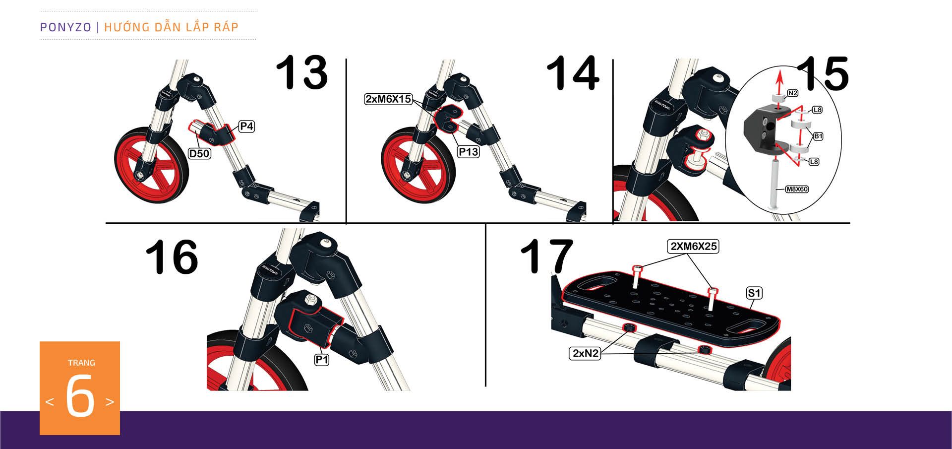  Xe scooter Ponyzo-1416 Đồ chơi lắp ráp sáng tạo cho bé vận động thông minh 