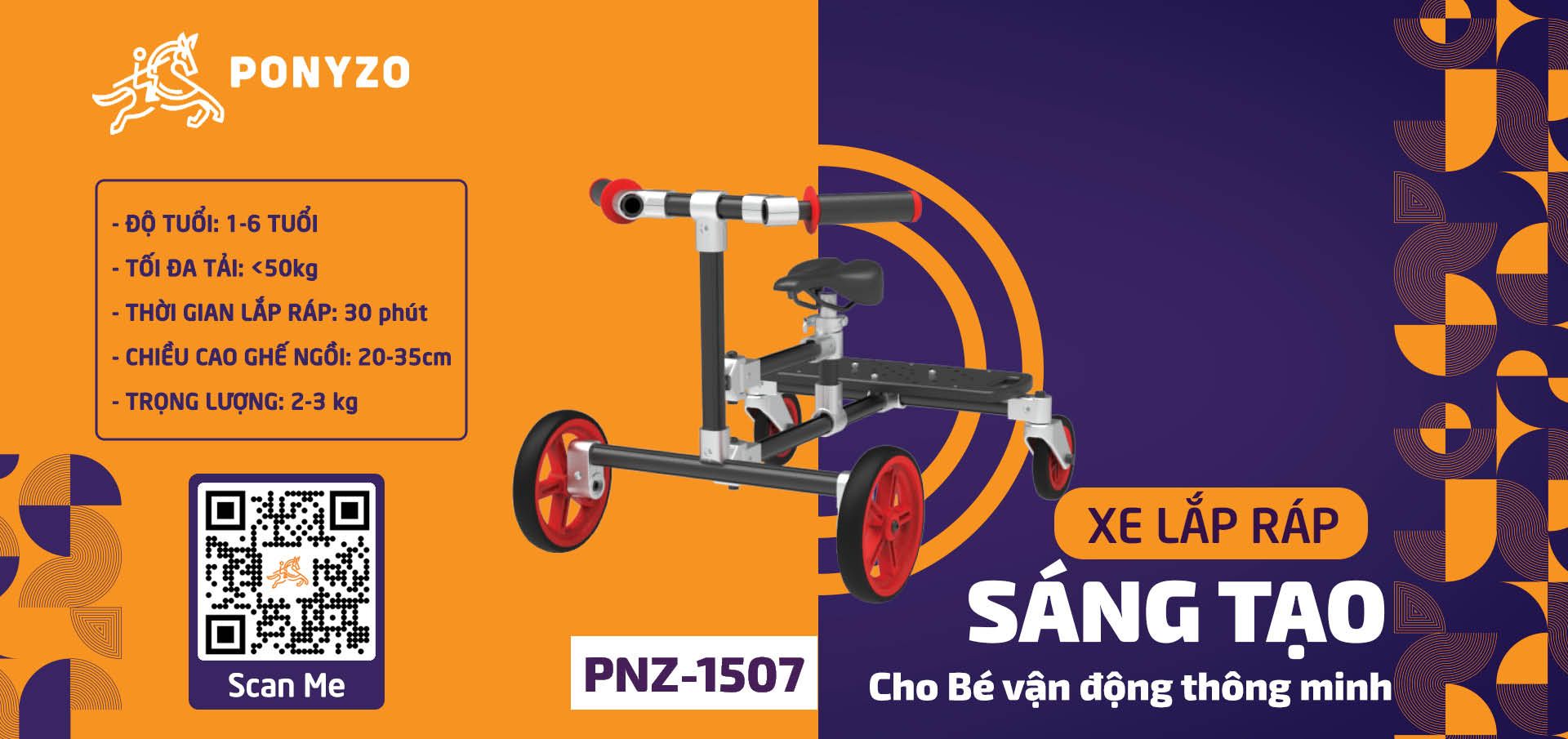  Xe drift Ponyzo-1507 Đồ chơi lắp ráp sáng tạo cho bé vận động thông minh 