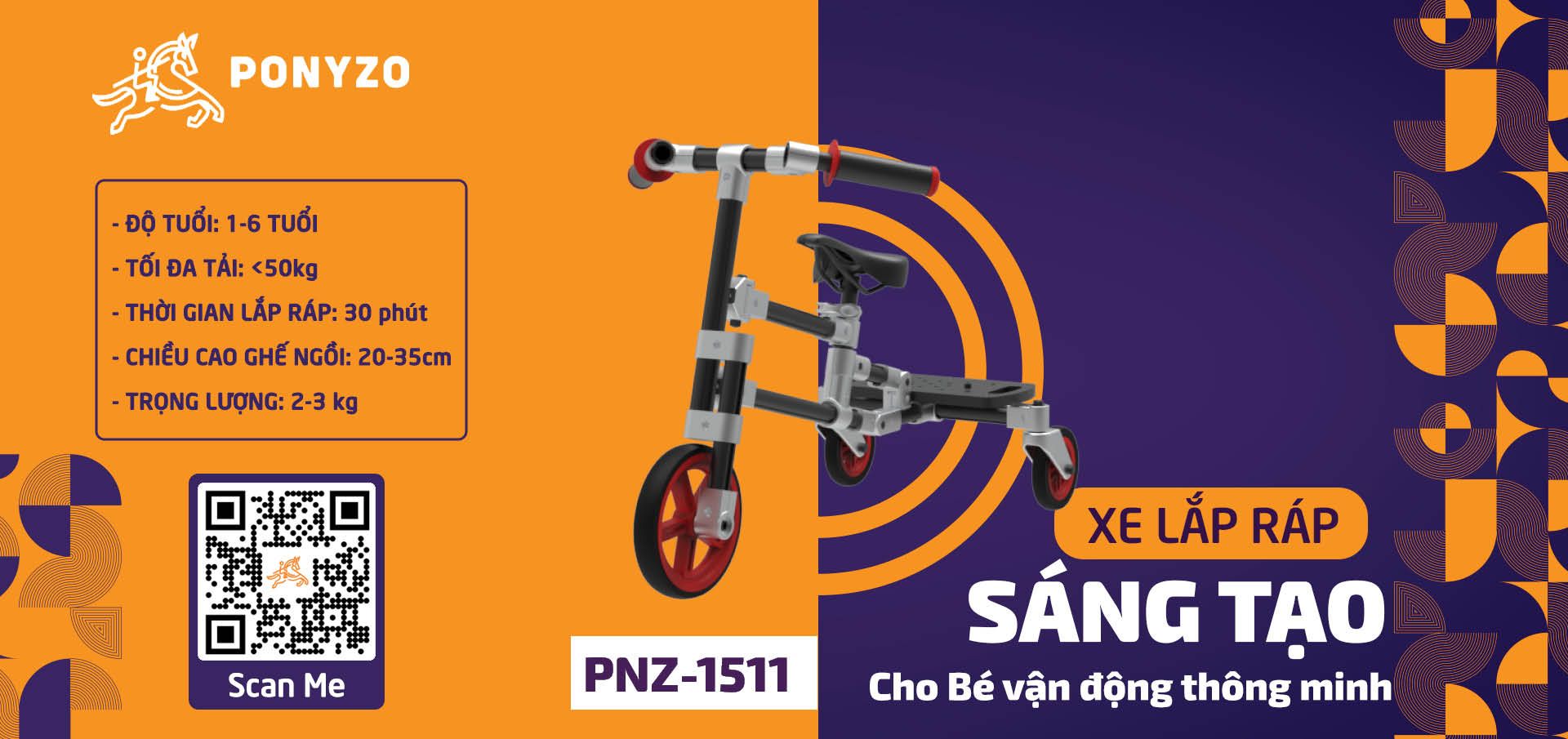  Xe drift Ponyzo-1511 Đồ chơi lắp ráp sáng tạo cho bé vận động thông minh 