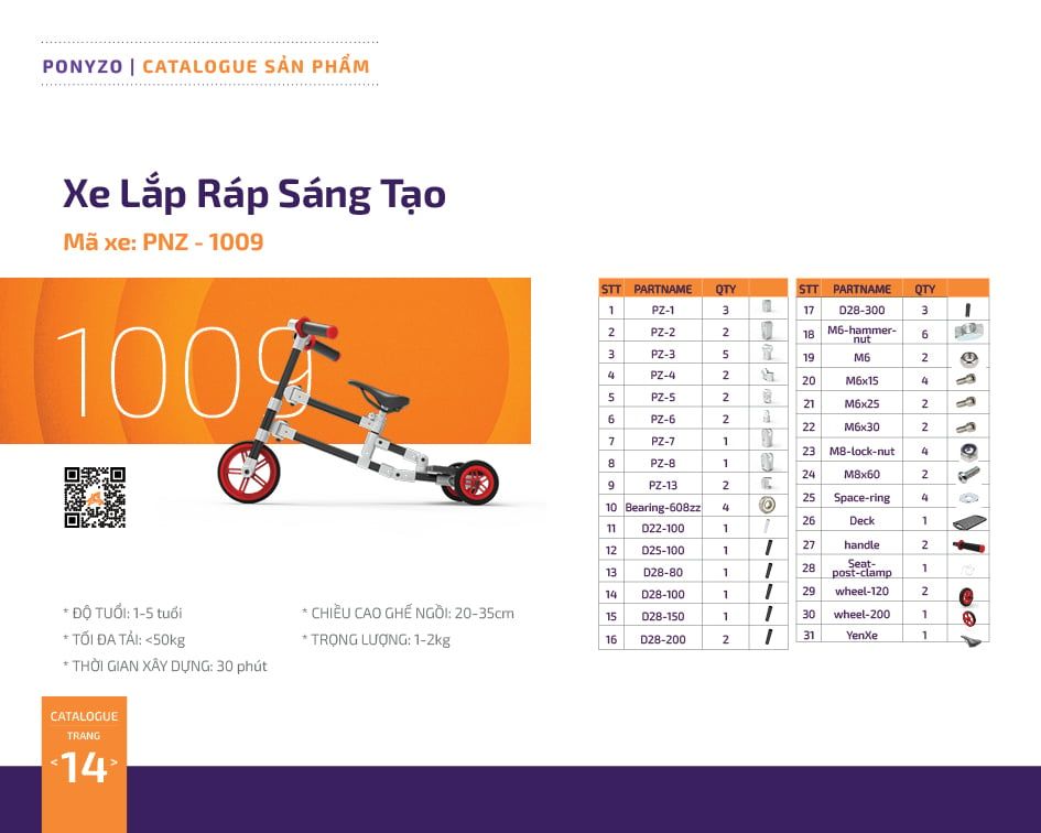  Let's Go Kit 5 trong 1 - 5 mẫu Xe lắp ráp cho bé vận động từ 2-5 tuổi 