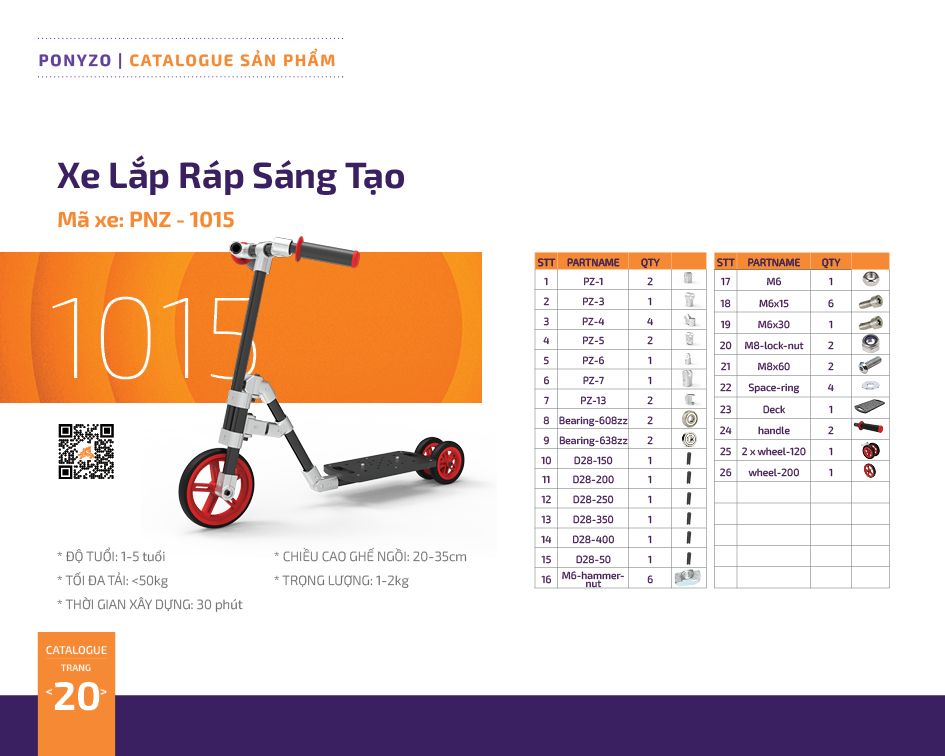  Let's Go Kit 5 trong 1 - 5 mẫu Xe lắp ráp cho bé vận động từ 2-5 tuổi 