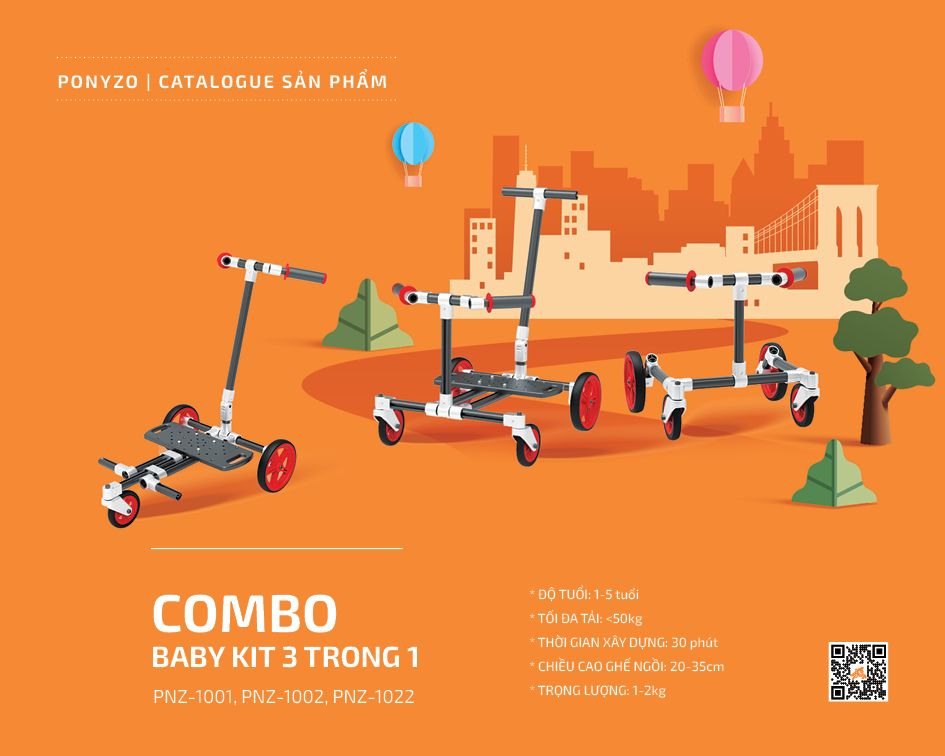  Baby Kit 3 trong 1 - 3 mẫu Xe lắp ráp cho bé vận động từ 1-3 tuổi 