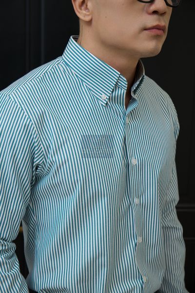  Sơ Mi Xanh Lá Cây Kẻ - Button Down Collar 