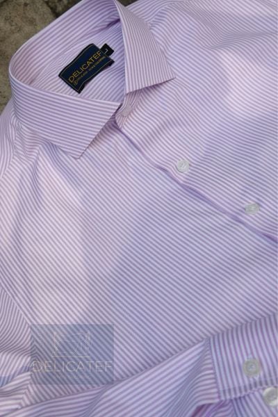  Sơ Mi Cotton Kẻ Tím Lợt nhẹ nhàng 