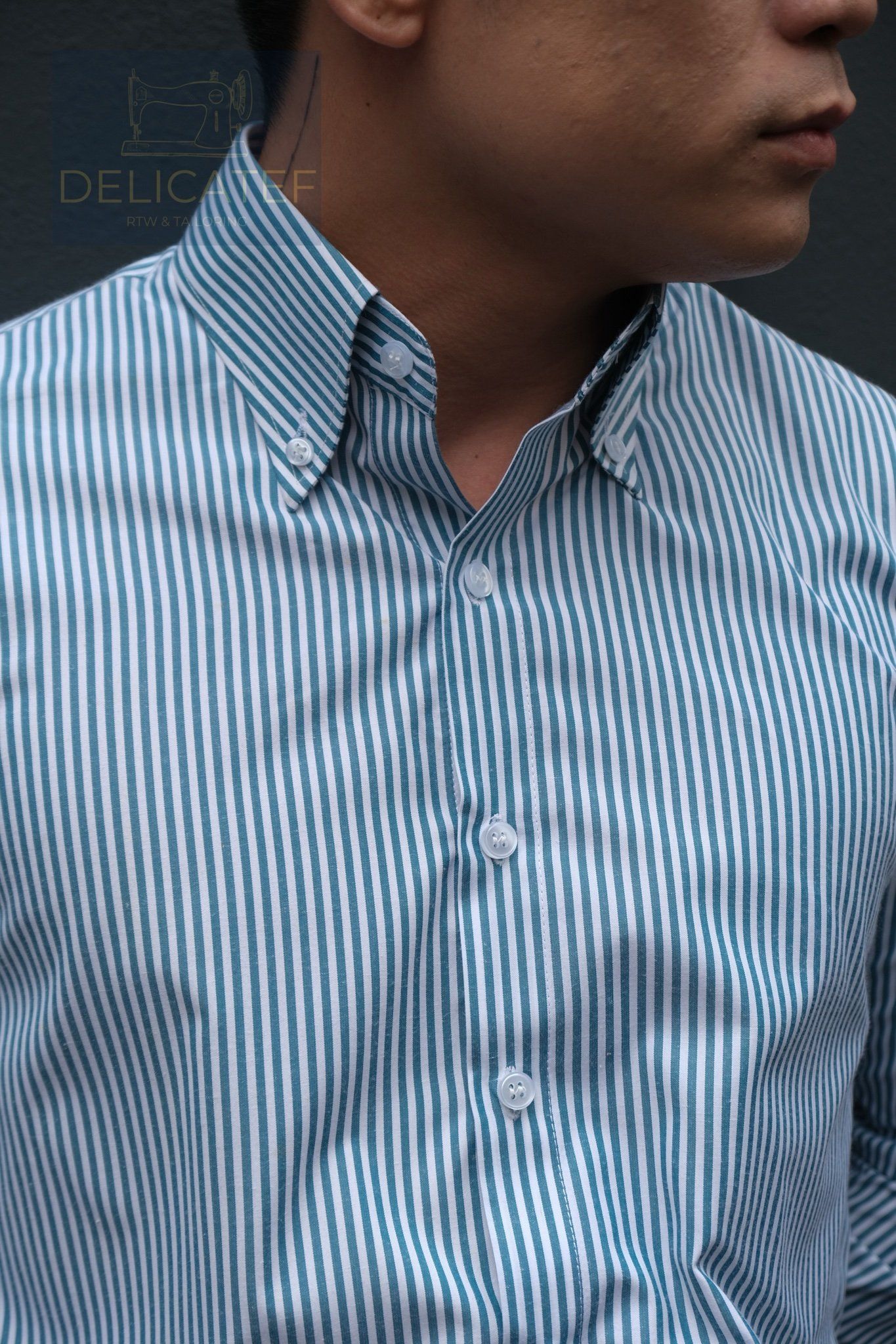  Sơ Mi Xanh Lá Cây Kẻ - Button Down Collar 