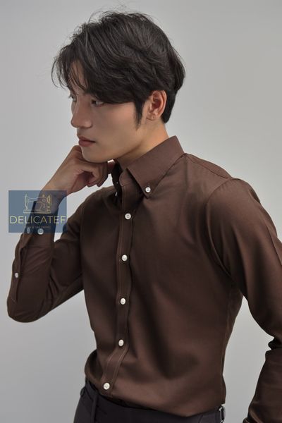  Sơ Mi màu nâu vải lụa nến 