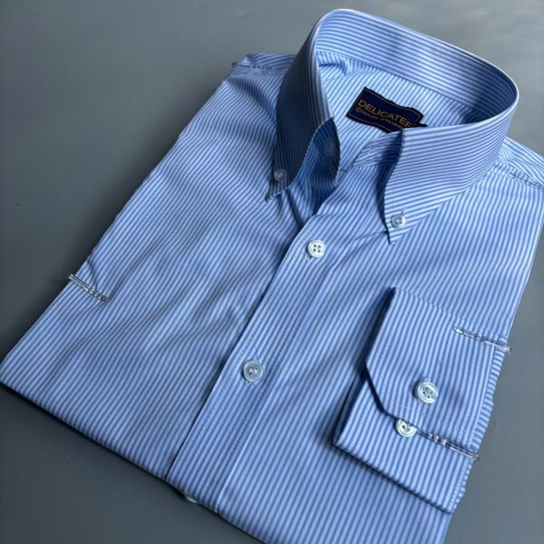  [MUST TRY]Sơ Mi Sọc Xanh nhỏ- Spread Collar or Classic Collar 