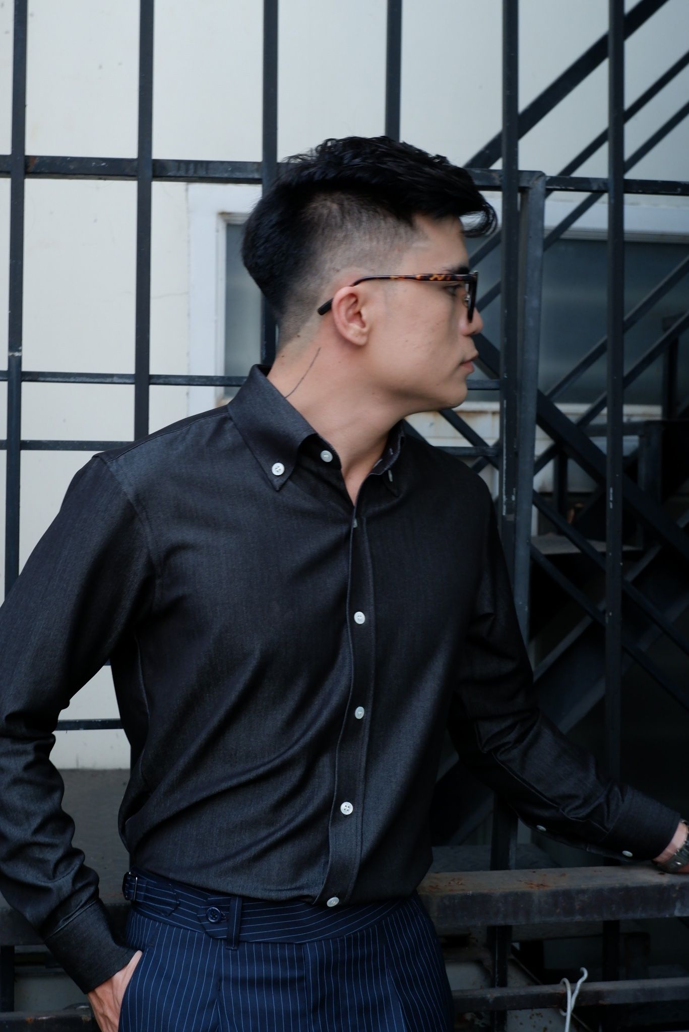  SƠ MI KHÔNG CẦN ỦI | DENIM CHAMBRAY ĐEN XÁM 