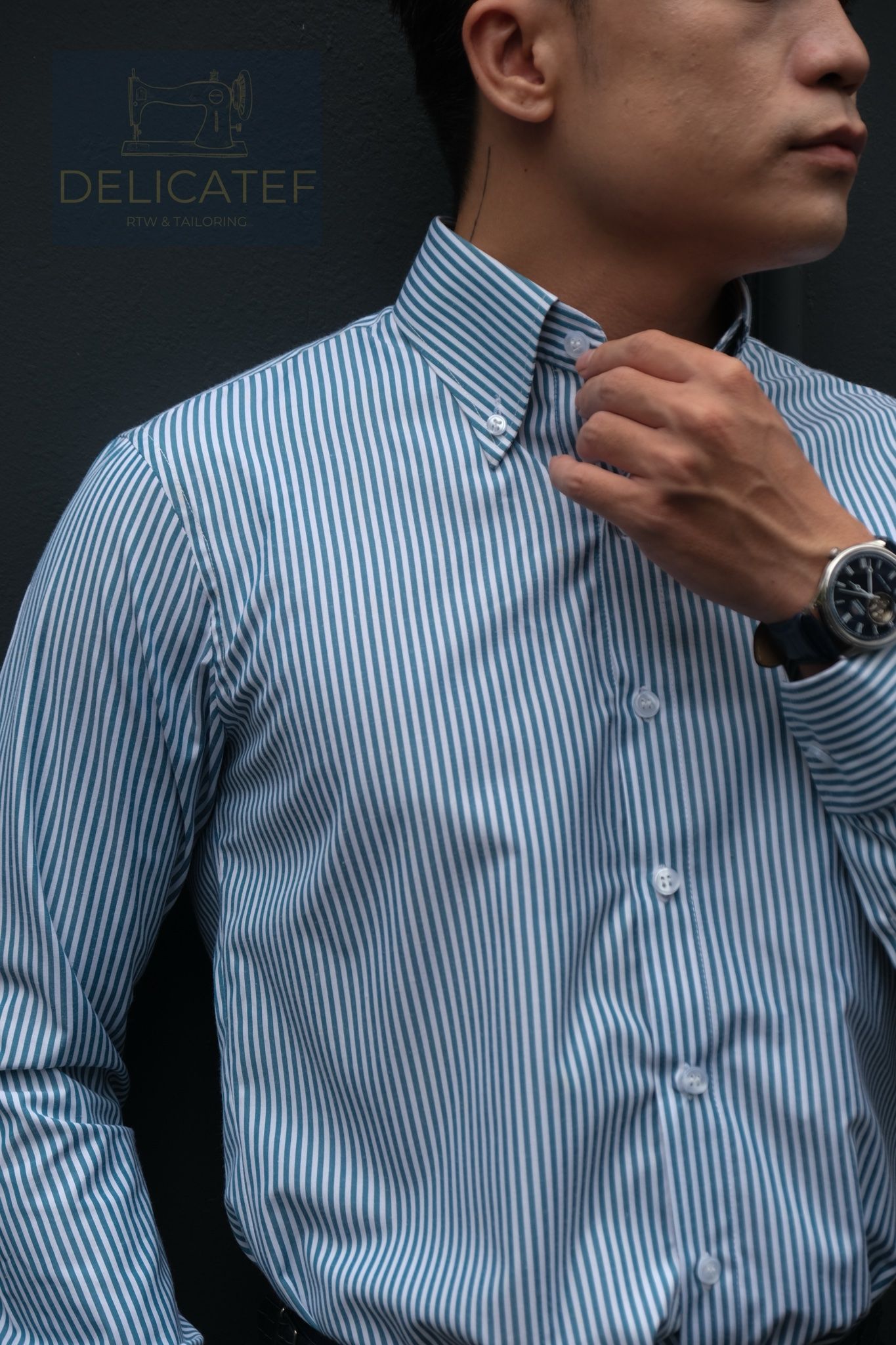  Sơ Mi Xanh Lá Cây Kẻ - Button Down Collar 