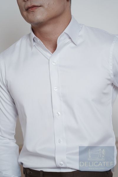  SƠ MI CHỐNG NHĂN | Vải Bamboo Trắng |Spread Collar 