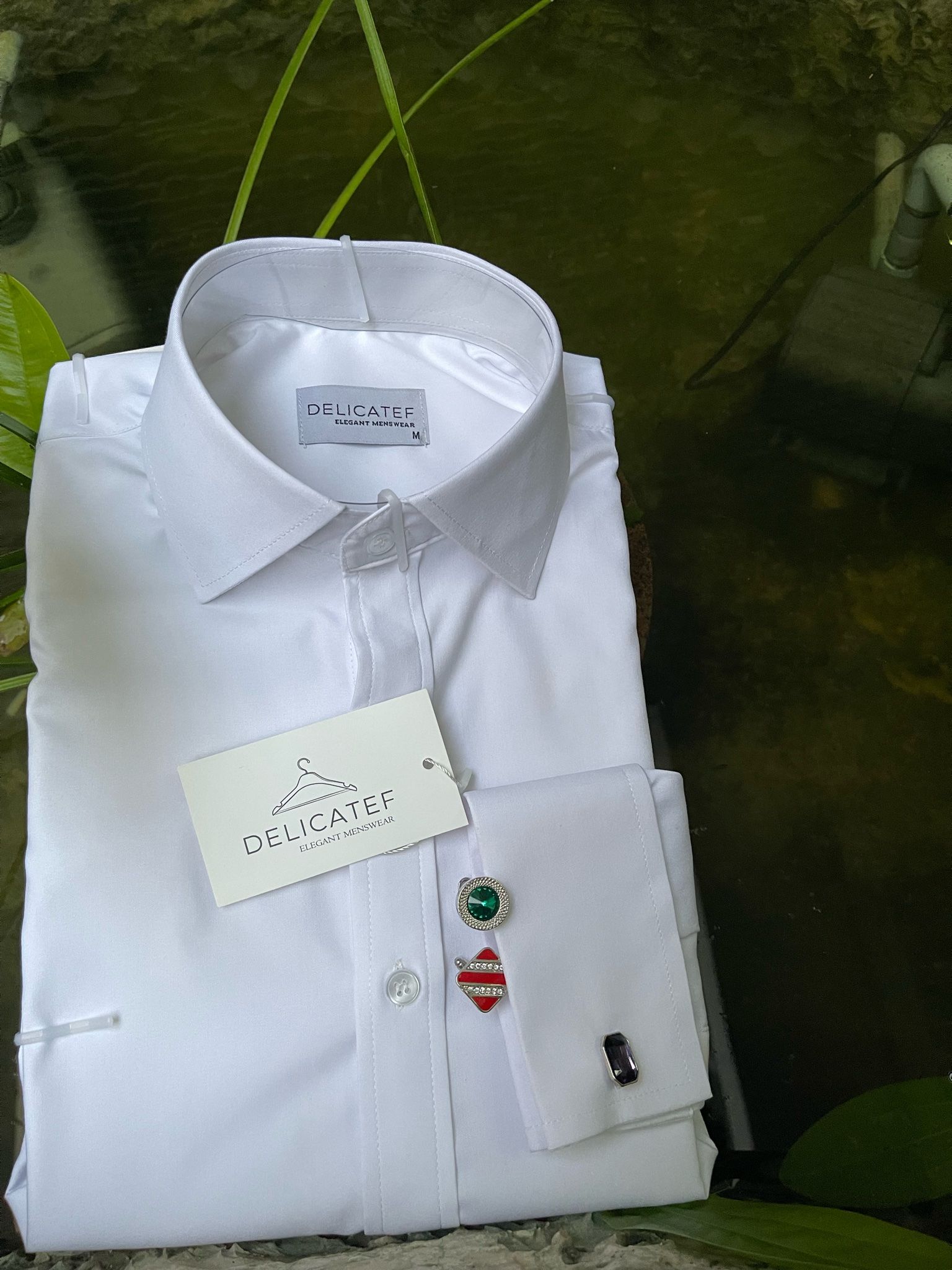  Sơ Mi Trắng Cufflink cổ Spread 