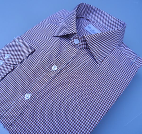  Sơ Mi Ca Rô Nâu - Spread Collar - brown checkered shirt 