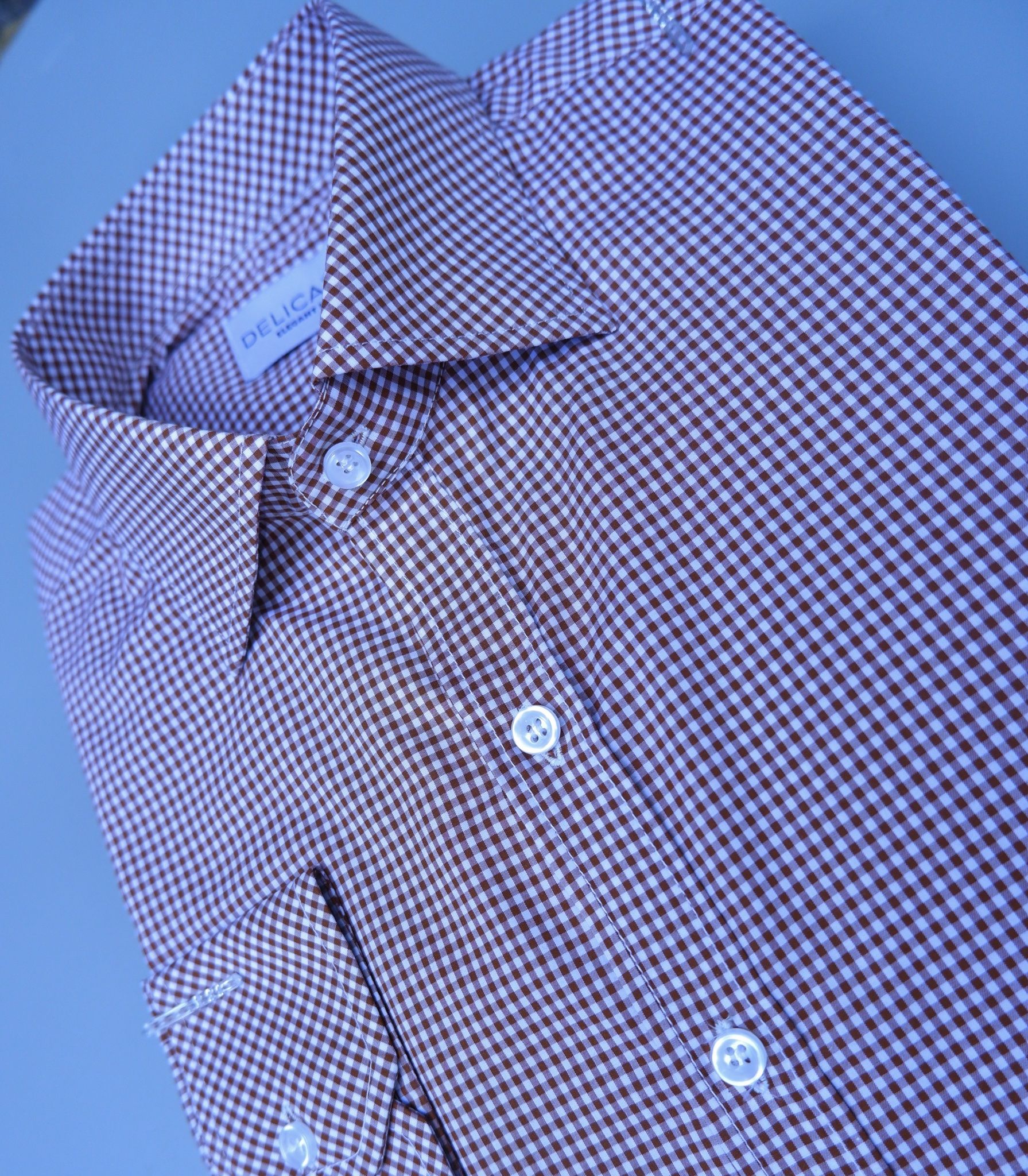  Sơ Mi Ca Rô Nâu - Spread Collar - brown checkered shirt 