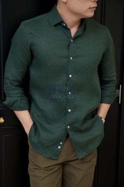  Sơ Mi Linen Xanh Lá (Đậm) - Forest Green 