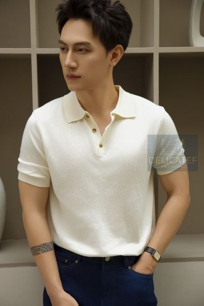  Áo Polo Kem-Beige dệt kim cao cấp 