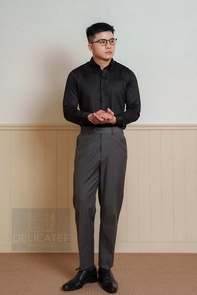  Premium modern Trouser - Quần Âu Cạp đeo thắt lưng cao cấp - Xám Đậm 