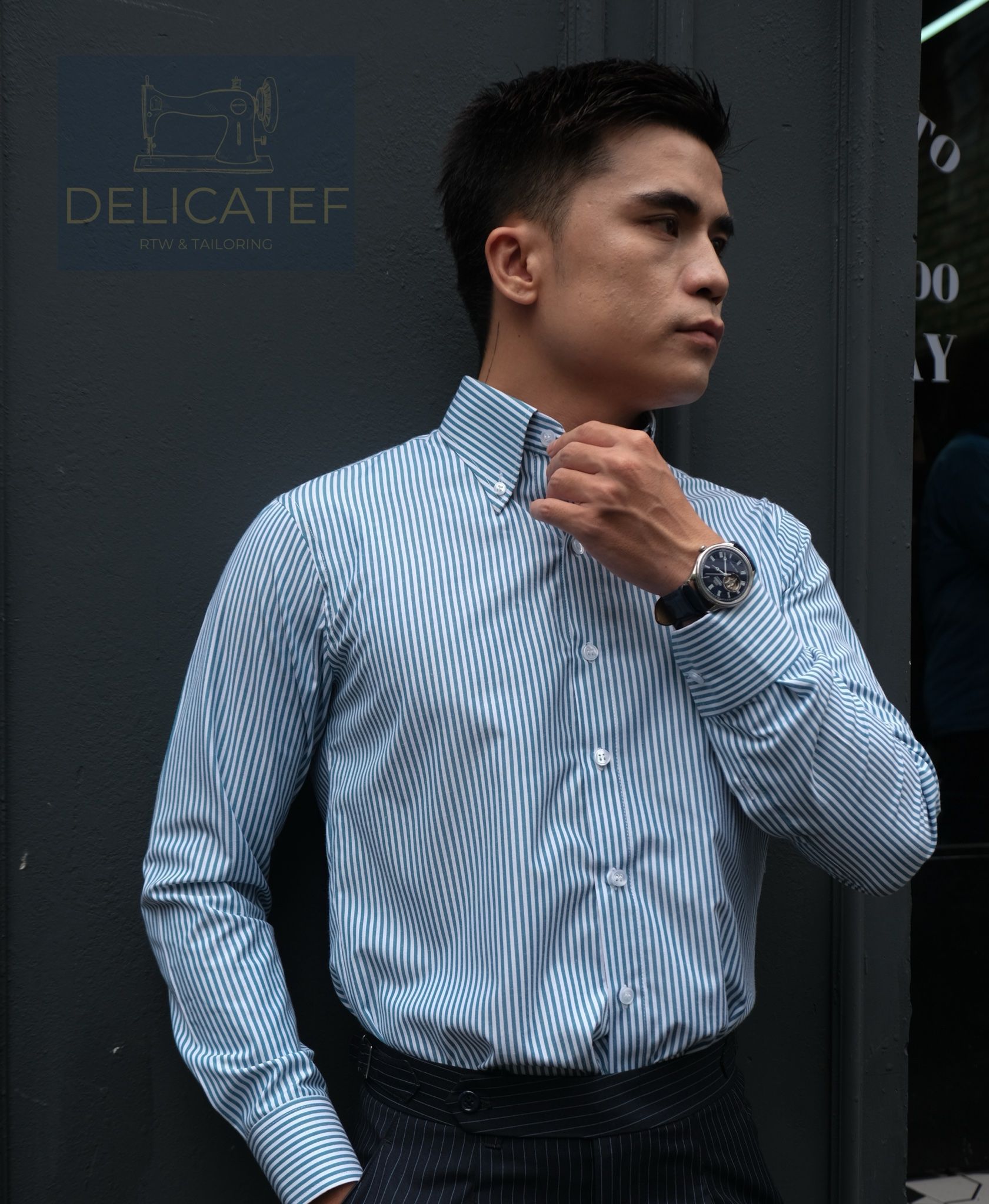  Sơ Mi Xanh Lá Cây Kẻ - Button Down Collar 