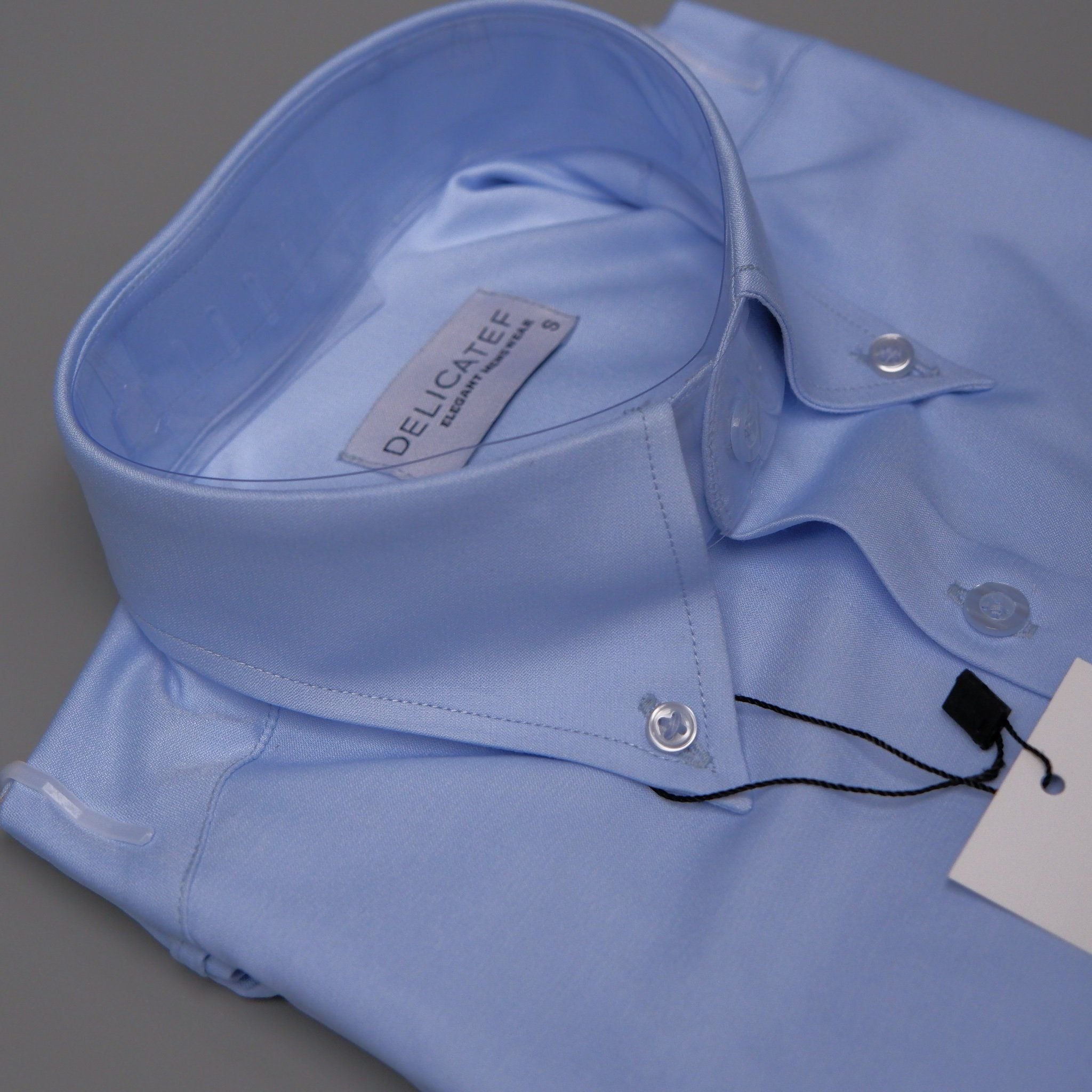  Áo sơ mi may đo xanh trơn cổ Buttondown 