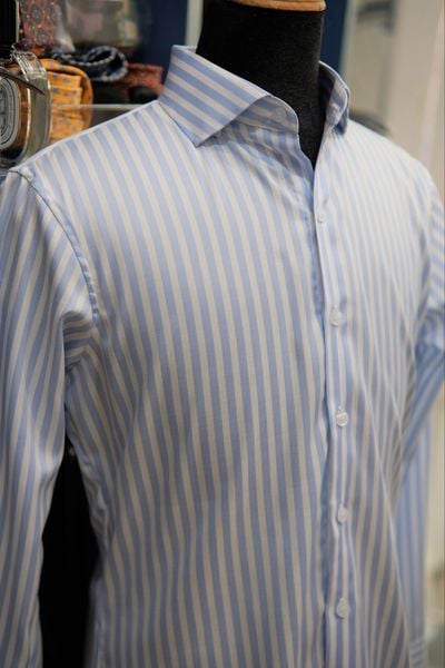  [No Restock] Sơ mi màu Xanh sọc, vải Cotton oxford 