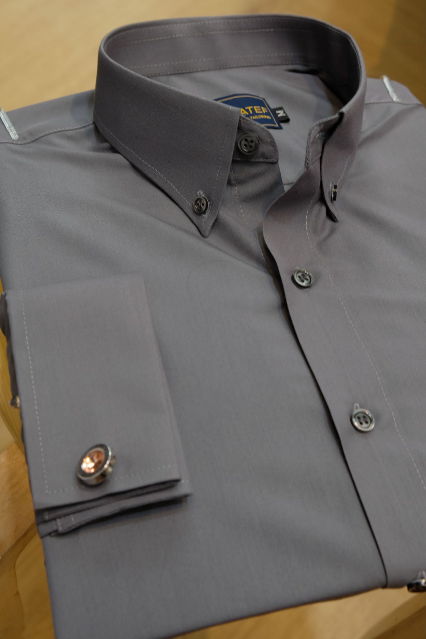 Sơ Mi Tay French Cuffs màu xám orginal 